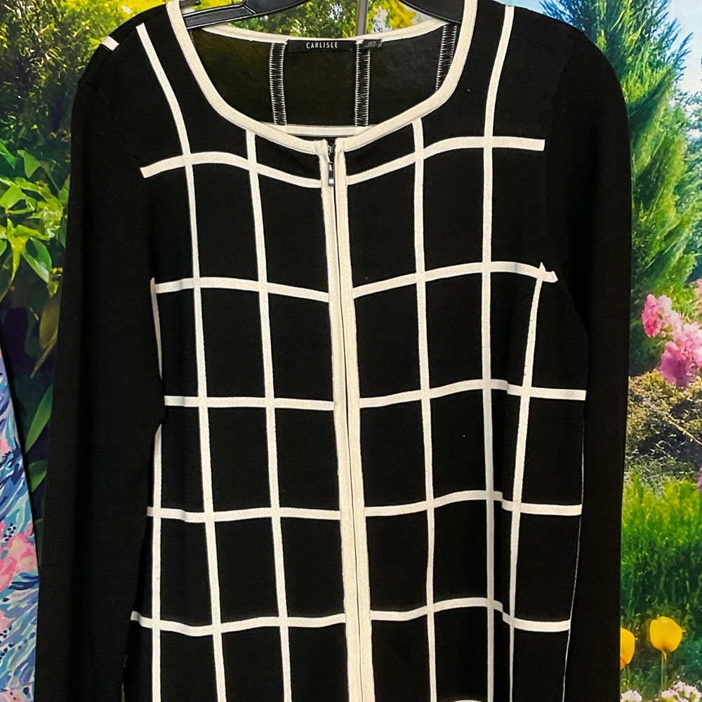 Carlisle Black Jacket with White Grid Design